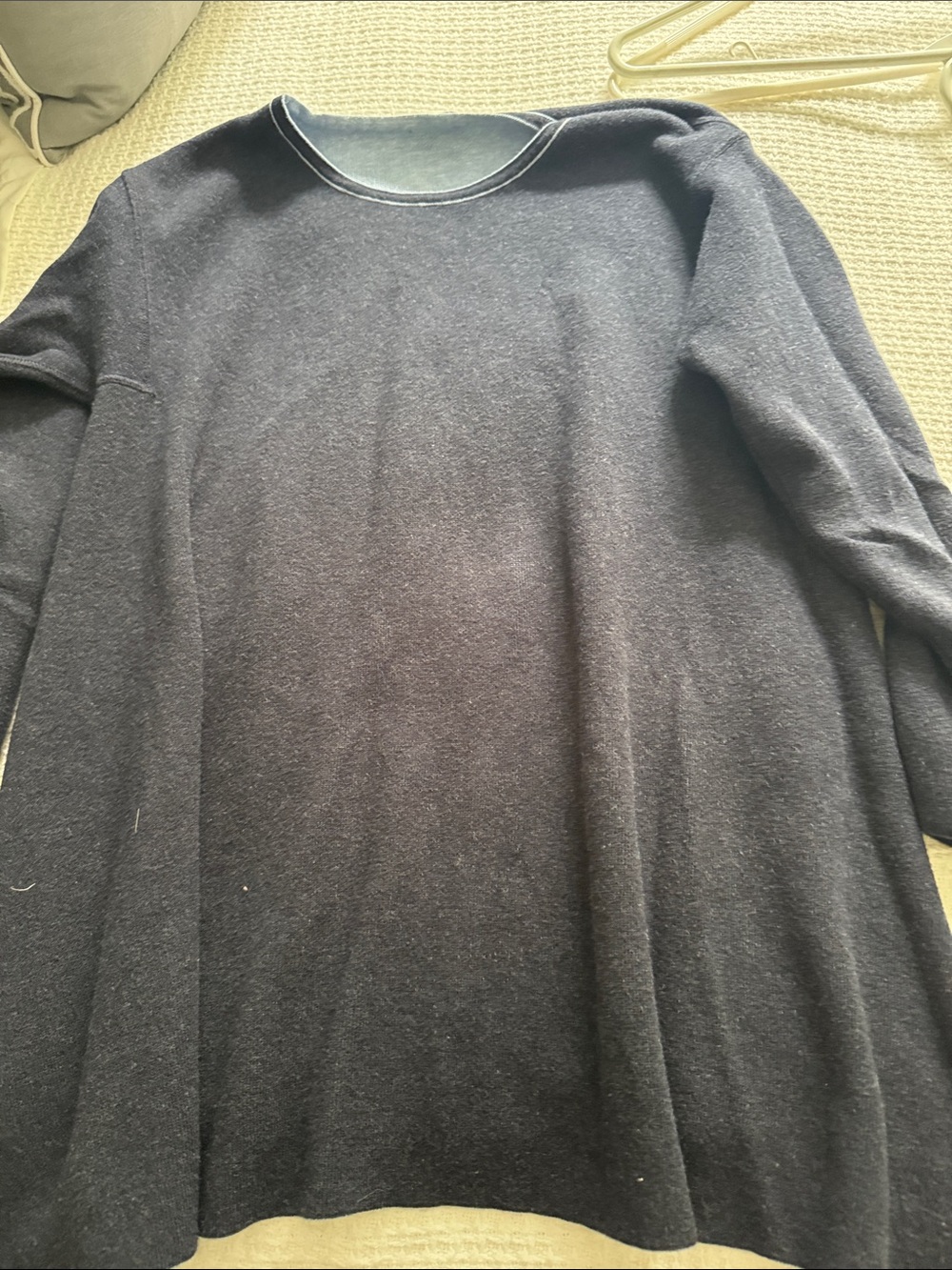J. Jill Crewneck A-Line Sweater reversible Navy/Light blue
